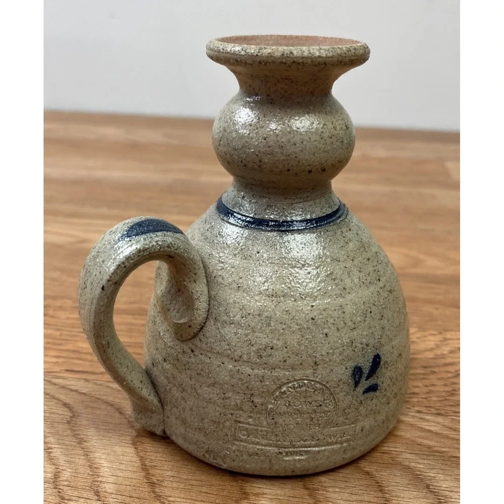 Vintage Rowe Pottery Works Oil Lamp Salt GLazed Heart, No Ball/Wick 1983‎